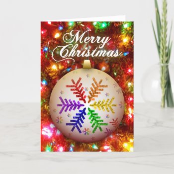 Rainbow Christmas Tree Snowflake Merry Christmas Holiday Card