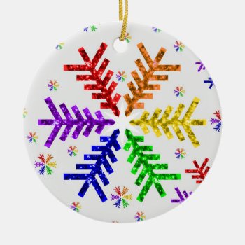 Rainbow Christmas Tree Snowflake Ornament