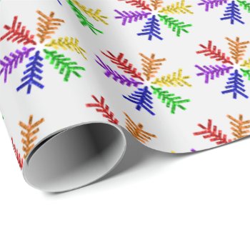 Rainbow Christmas Tree Snowflake (Tiled) Wrapping Paper