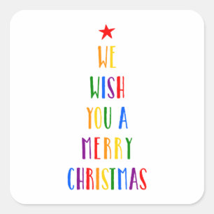 Rainbow Christmas Tree Square Sticker