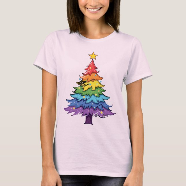 Rainbow Christmas Tree T-Shirt (Front)