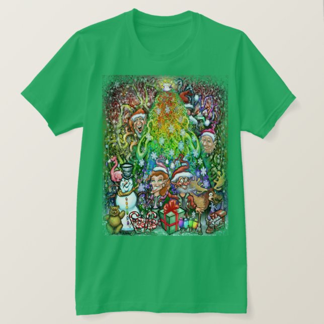 Rainbow Christmas Tree with Trimmings T-Shirt (Design Front)