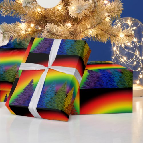 Rainbow Christmas Tree Wrapping Paper