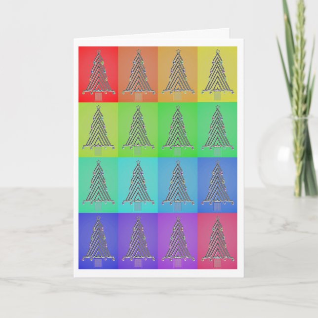rainbow christmas trees #1 holiday card (Front)