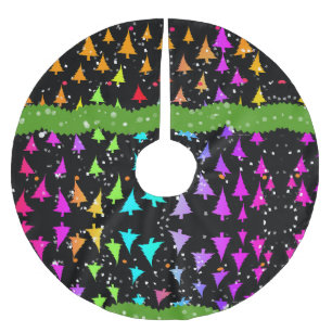 Rainbow Christmas Trees Brushed Polyester Tree Skirt