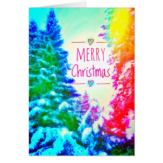 RAINBOW CHRISTMAS TREES GREETING CARD (Front)