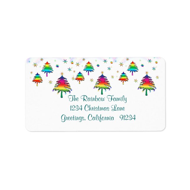 Rainbow Christmas Trees Label (Front)