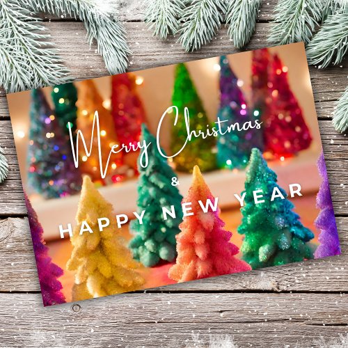 Rainbow Christmas Trees LGBTQ New Year Card