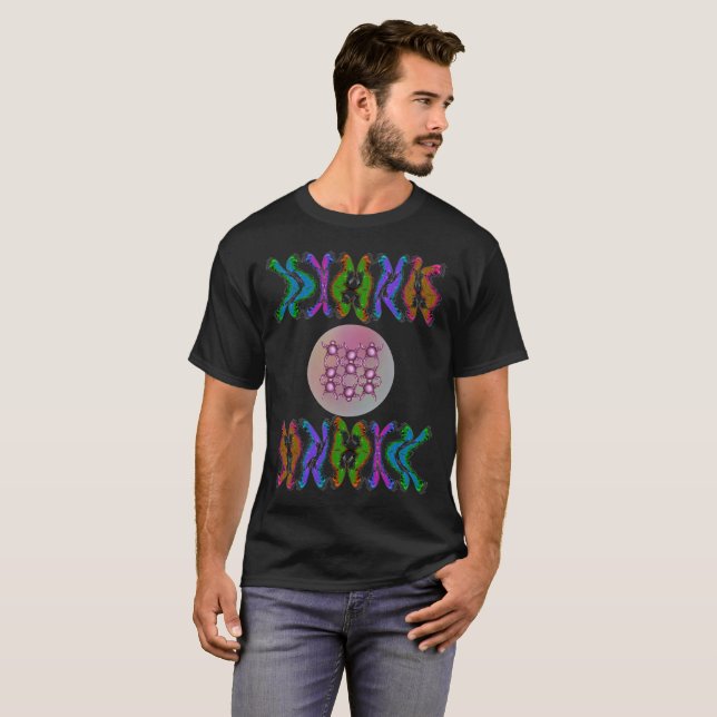Rainbow chromosome & molecular lattice science art T-Shirt (Front Full)