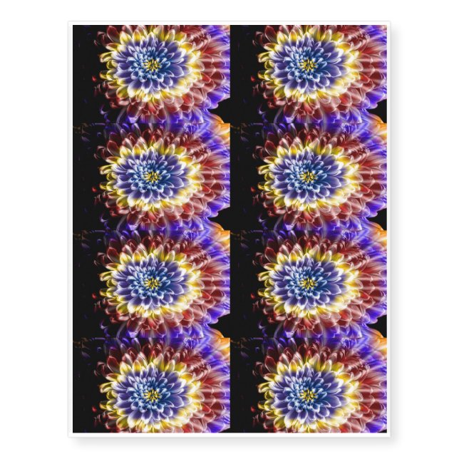 Rainbow Chrysanthemum Temporary Tattoos (Front)