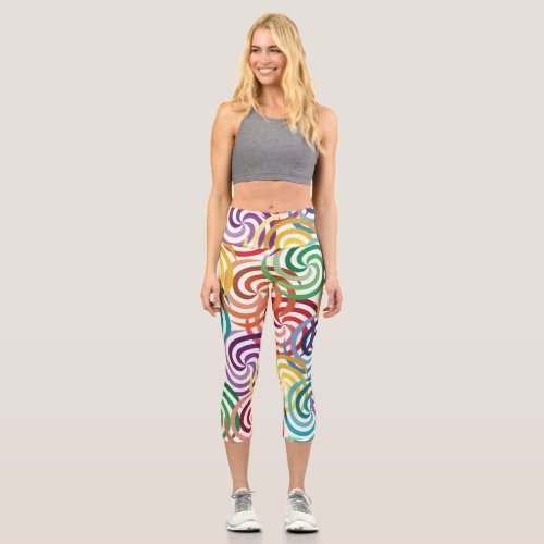 rainbow circle design capri leggings