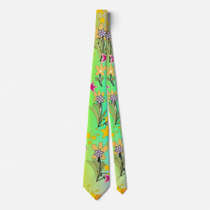 Rainbow Circle Of Floral Bouquets Neck Tie