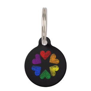 Rainbow Circle of Hearts Love Gay Pride LGBT Pet ID Tag