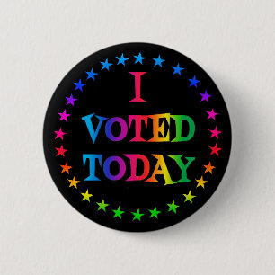 Rainbow Circle of Stars I VOTED TODAY LGBT 2.25" Pinback Button