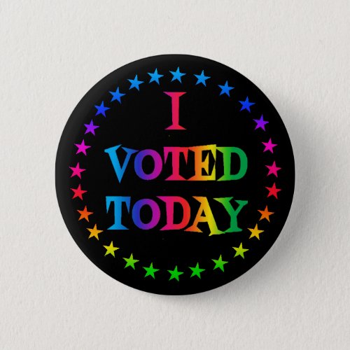 Rainbow Circle of Stars I VOTED TODAY LGBT 225 Pinback Button