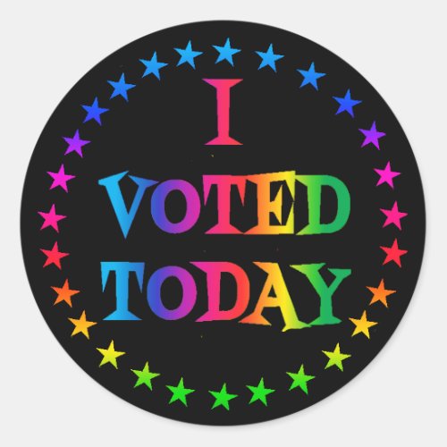 Rainbow Circle of Stars I Voted Today LGBT Classic Round Sticker