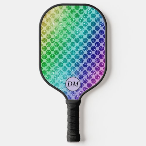 Rainbow Circle Pattern Monogram Pickleball Paddle