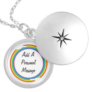 Rainbow Circle Template Silver Plated Necklace