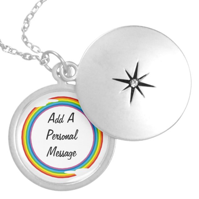 Rainbow Circle Template  Silver Plated Necklace (Front)
