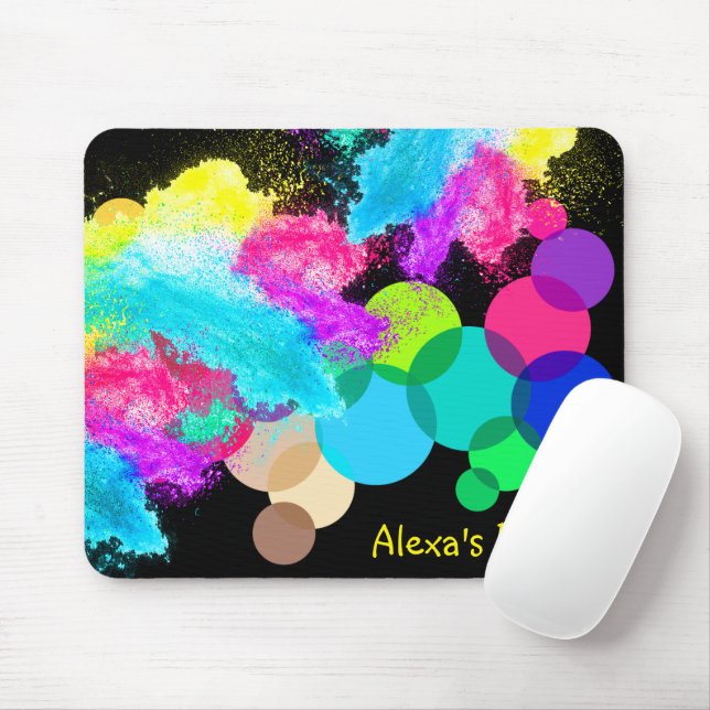 Rainbow Circles and Chalkdust Mouse Pad (With Mouse)