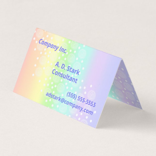 Rainbow Circles in Circles Folded Business Cards (Front)