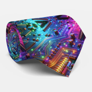 Rainbow Circuit Board Necktie – Colorful Tech Geek