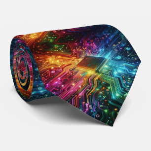 Rainbow Circuit Board Necktie – Colorful Tech Geek