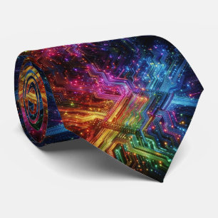 Rainbow Circuit Board Necktie – Colorful Tech Geek