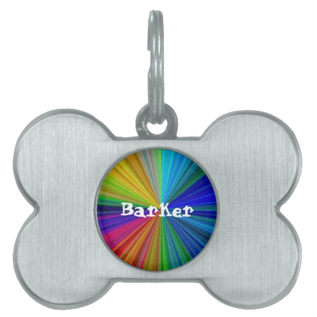 Rainbow Circular Gradient Pet Name Pet ID Tag (Front)