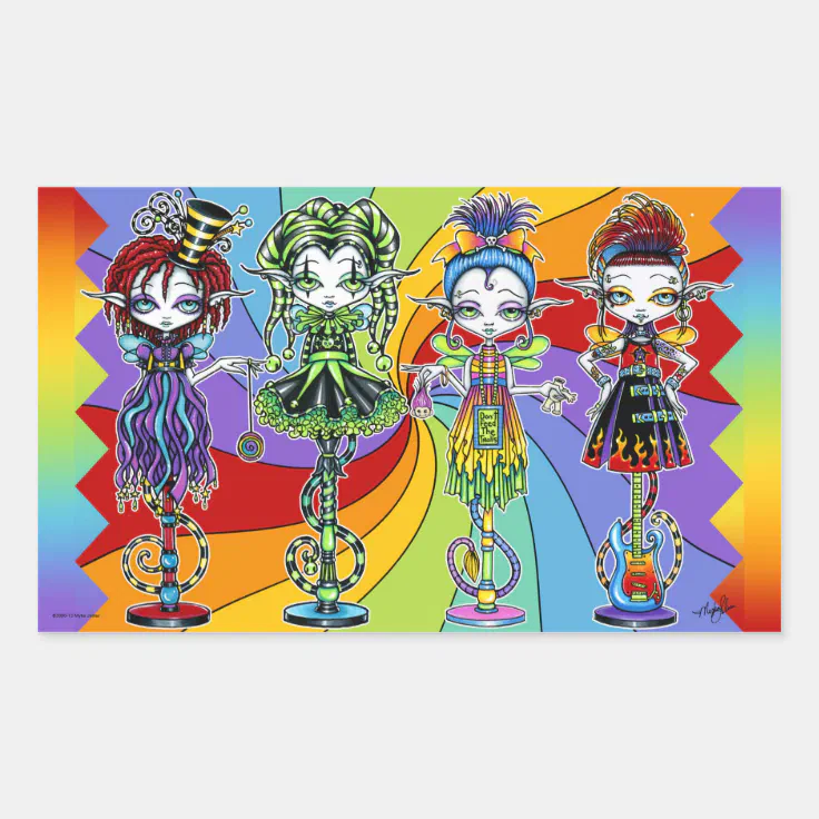 Rainbow Circus Pixie Stick Freaks Sticker | Zazzle