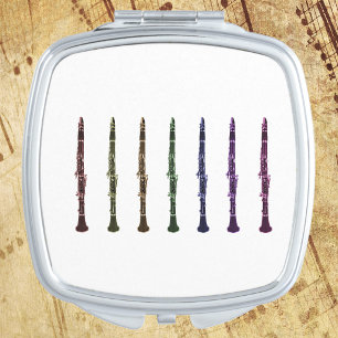 Rainbow Clarinet Pattern Bright Woodwind Compact Mirror
