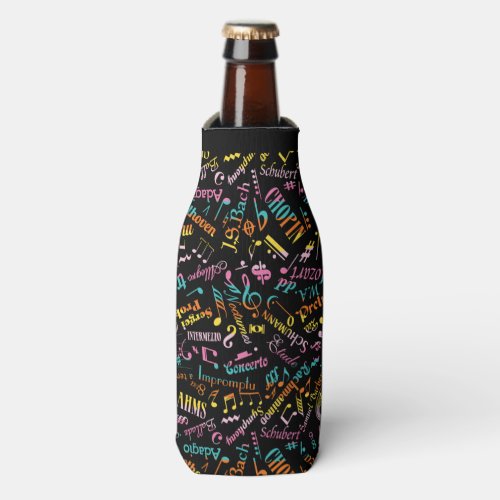 Rainbow Classical Music Composers Notation Symbol Bottle Cooler