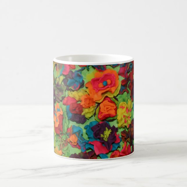 Rainbow Clay Flowers Coffee Mug (Center)