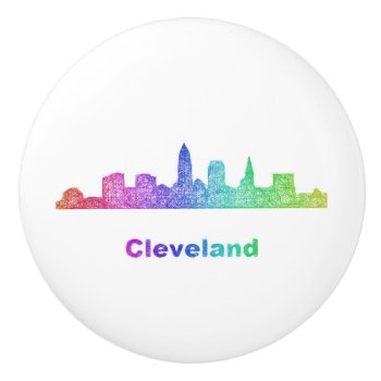 Rainbow Cleveland Skyline Ceramic Knob by ZYDDesign at Zazzle