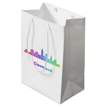 Rainbow Cleveland Skyline Medium Gift Bag by ZYDDesign at Zazzle