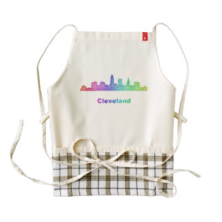 Rainbow Cleveland skyline Zazzle HEART Apron