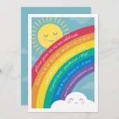 Rainbow Cloud and Sun Birthday Invitation (Front/Back)
