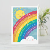Rainbow Cloud and Sun Birthday Invitation (Standing Front)