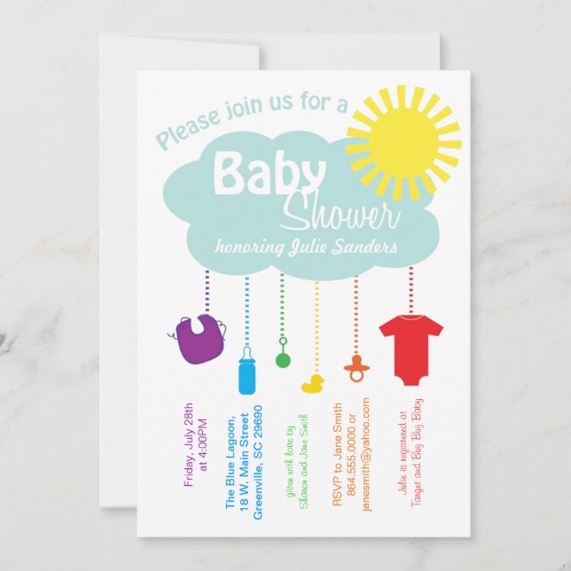 Rainbow Cloud Baby Shower Invitation (Front)