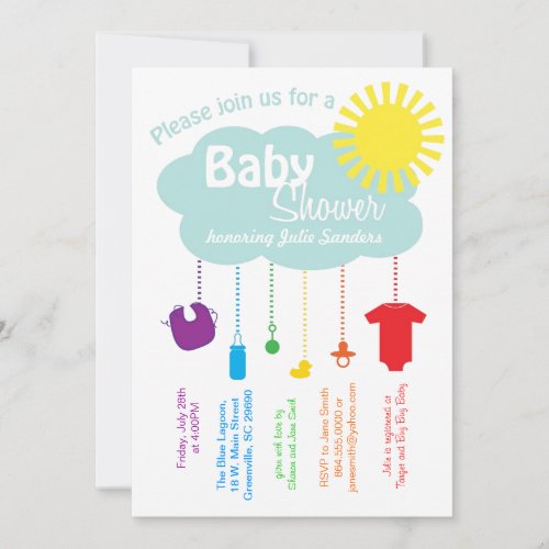 Rainbow Cloud Baby Shower Invitation