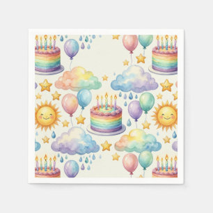 Rainbow Cloud Birthday Paper Napkins