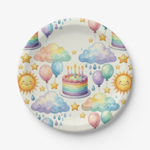 Rainbow Cloud Birthday Paper Plates
