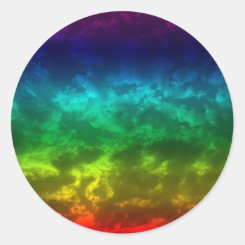 Rainbow Cloud Classic Round Sticker by spike_wolf at Zazzle
