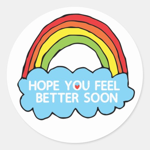 Rainbow Cloud Clip Art Sending You Well Wishes Classic Round Sticker