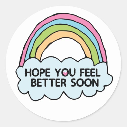 Rainbow Cloud Clip Art Sending You Well Wishes Classic Round Sticker