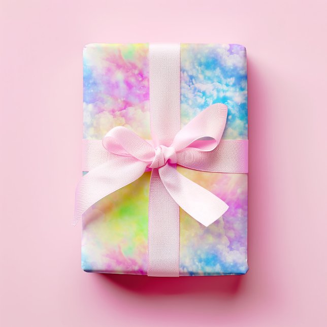 Rainbow Cloud Colorful Tie Dye Neon Sky Wrapping Paper (Creator Uploaded)