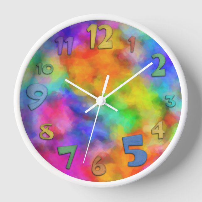 Rainbow Cloud Colors Clock (Front)