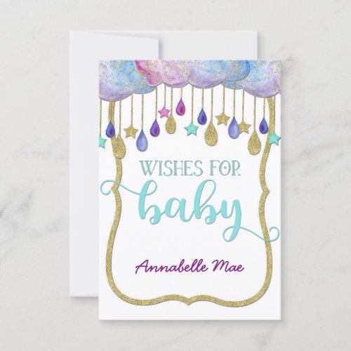 Rainbow Cloud Gold Glitter Wishes for Baby Shower Invitation