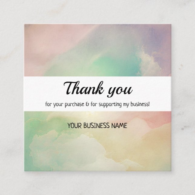 Rainbow cloud gradient business thank you card (Front)