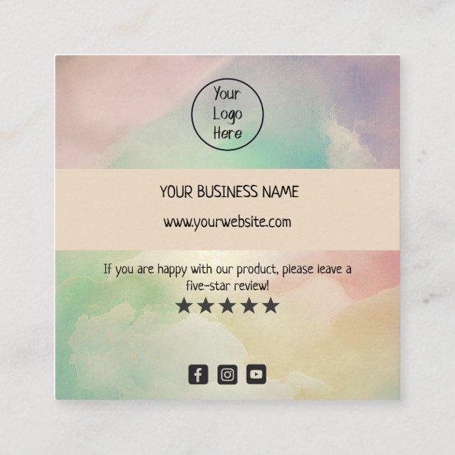 Rainbow cloud gradient business thank you card (Back)